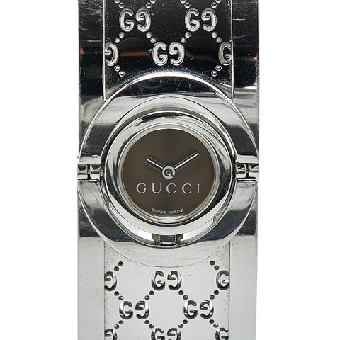 グッチ トワール 112 バングルウォッチ 腕時計 クオーツ ブラウン文字盤 ステンレススチール レディース GUCCI 【中古】