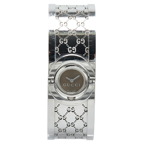 グッチ トワール 112 バングルウォッチ 腕時計 クオーツ ブラウン文字盤 ステンレススチール レディース GUCCI 【中古】