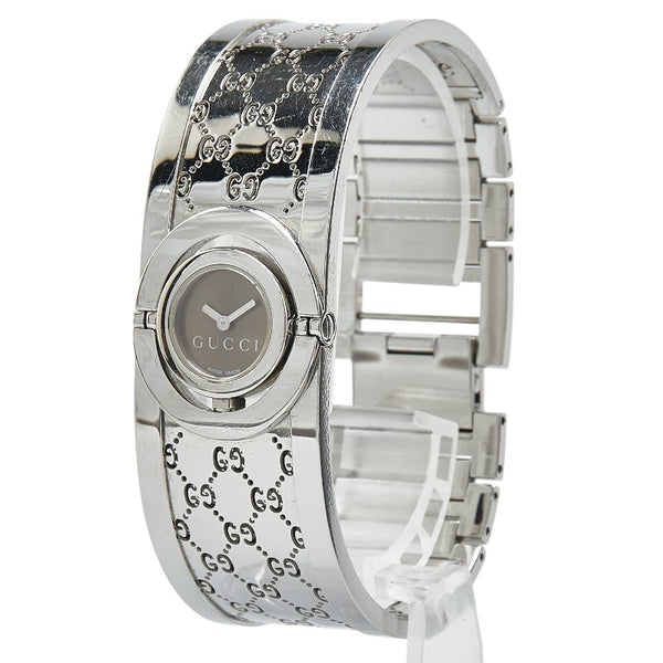 グッチ トワール 112 バングルウォッチ 腕時計 クオーツ ブラウン文字盤 ステンレススチール レディース GUCCI 【中古】