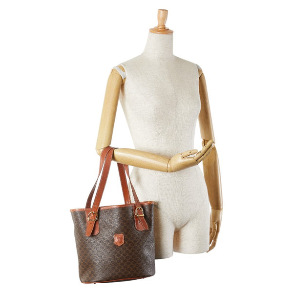 セリーヌ マカダム トートバッグ ショルダーバッグ ブラウン PVC レザー レディース CELINE 【中古】