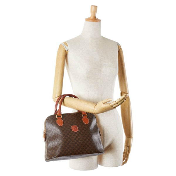 セリーヌ マカダム ハンドバッグ ブラウン PVC レザー レディース CELINE 【中古】