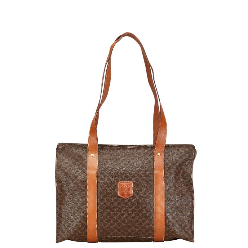 セリーヌ マカダム トートバッグ ブラウン PVC レザー レディース CELINE 【中古】