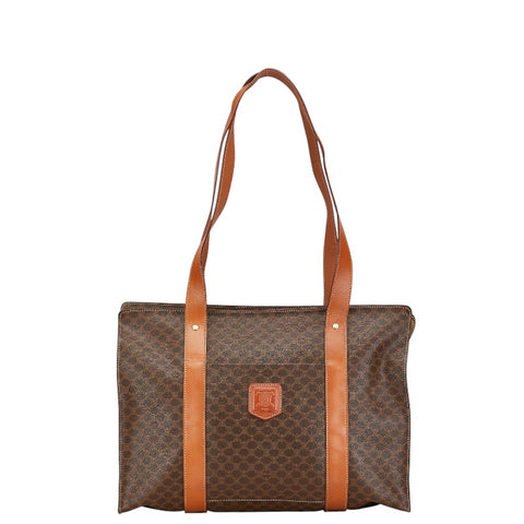 セリーヌ マカダム トートバッグ ブラウン PVC レザー レディース CELINE 【中古】
