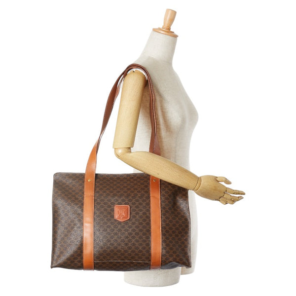 セリーヌ マカダム トートバッグ ブラウン PVC レザー レディース CELINE 【中古】