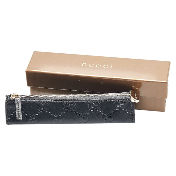 グッチ グッチシマ ペンケース 256579 ブラック レザー レディース GUCCI 【中古】