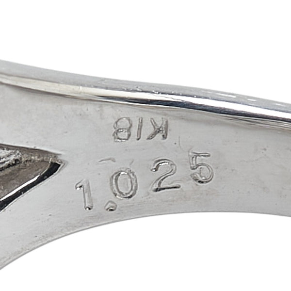 K18WG ホワイトゴールド ダイヤ1.025ct ダイヤ0.50ct リング 指輪 レディース 14号 【中古】