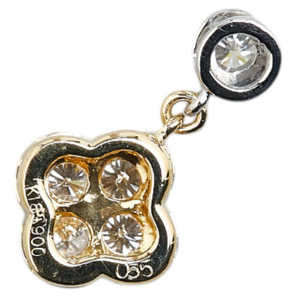 K18YG イエローゴールド Pt900 プラチナ コンビ ダイヤ0.55ct クローバー 四つ葉 モチーフ ペンダントトップ レディース 【中古】