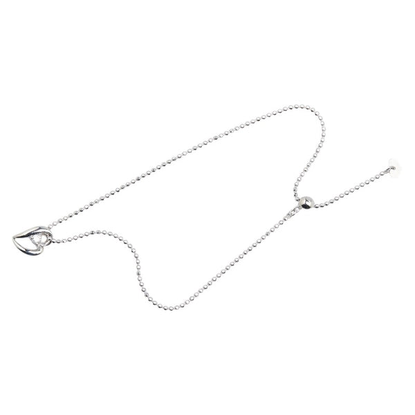 K18WG ホワイトゴールド ダイヤ0.05ct ハート モチーフ ブレスレット レディース 【中古】