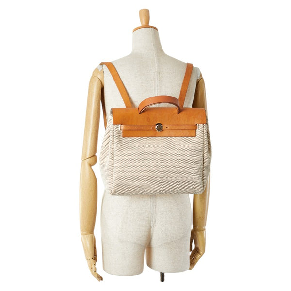 エルメス エールバッグPM リュック バックパック ベージュ ブラウン トワルオフィシエ レザー レディース HERMES 【中古】
