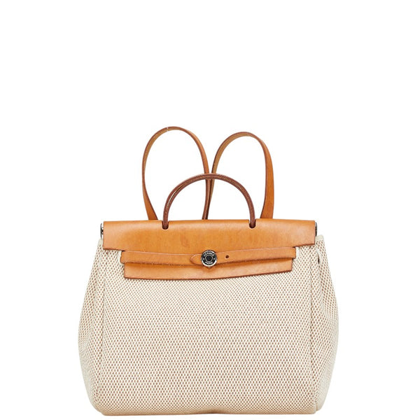 エルメス エールバッグPM リュック バックパック ベージュ ブラウン トワルオフィシエ レザー レディース HERMES 【中古】