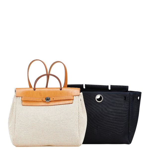 エルメス エールバッグPM リュック バックパック ベージュ ブラウン トワルオフィシエ レザー レディース HERMES 【中古】