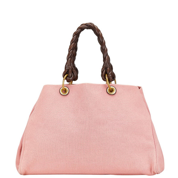 ボッテガヴェネタ ハンドバッグ トートバッグ ピンク ブラウン キャンバス レザー レディース BOTTEGAVENETA 【中古】