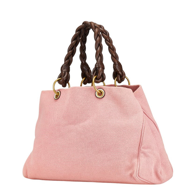 ボッテガヴェネタ ハンドバッグ トートバッグ ピンク ブラウン キャンバス レザー レディース BOTTEGAVENETA 【中古】