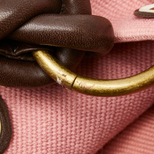 ボッテガヴェネタ ハンドバッグ トートバッグ ピンク ブラウン キャンバス レザー レディース BOTTEGAVENETA 【中古】