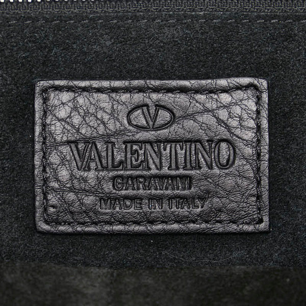ヴァレンティノ ロックスタッズ 斜め掛け ショルダーバッグ ブラック レザー レディース VALENTINO 【中古】