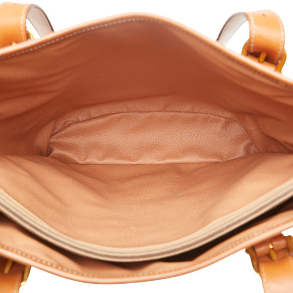 セリーヌ マカダム トートバッグ ハンドバッグ ブラウン PVC レザー レディース CELINE 【中古】