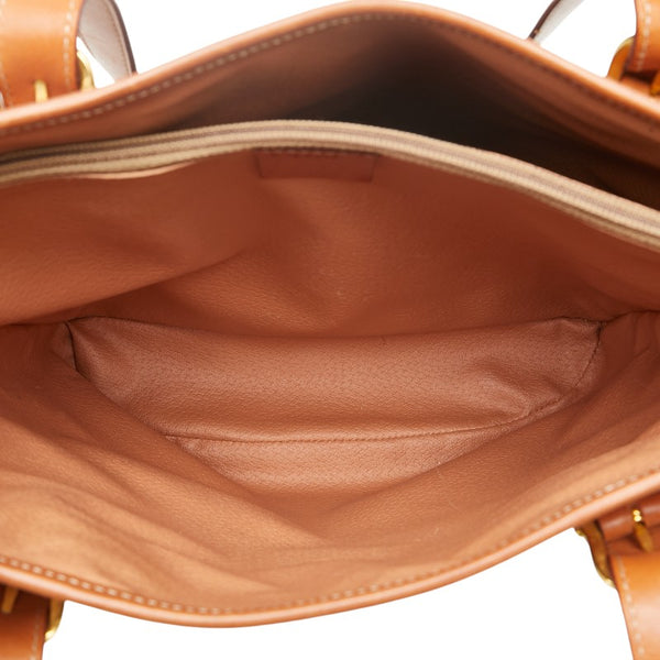 セリーヌ マカダム トートバッグ ハンドバッグ ブラウン PVC レザー レディース CELINE 【中古】