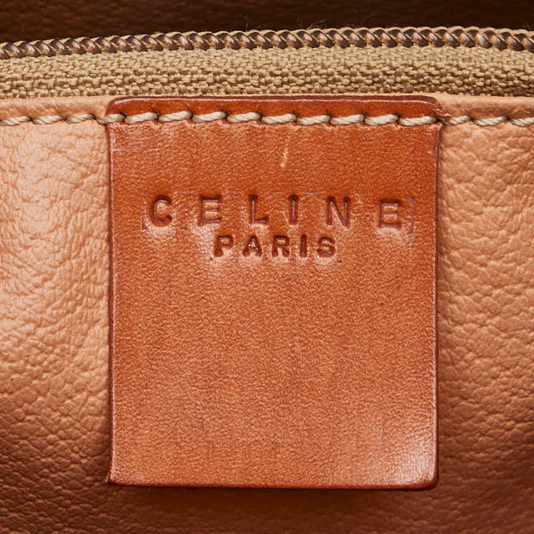 セリーヌ マカダム トートバッグ ハンドバッグ ブラウン PVC レザー レディース CELINE 【中古】