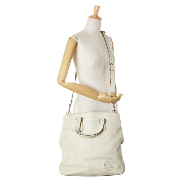 グッチ ソーホー インターロッキングG ハンドバッグ ショルダーバッグ 2WAY 368602 ホワイト レザー レディース GUCCI 【中古】