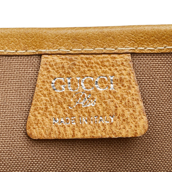 グッチ GGプラス シェリーライン トートバッグ ベージュ ブラウン マルチカラー PVC レザー レディース GUCCI 【中古】