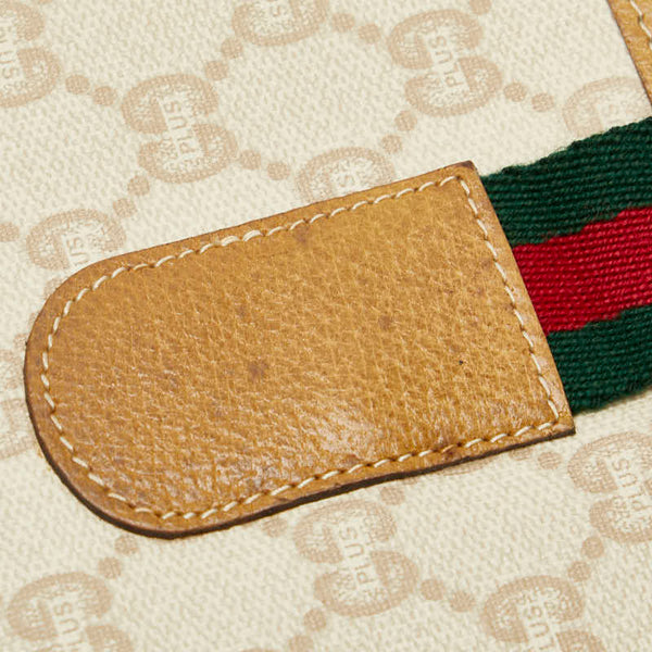 グッチ GGプラス シェリーライン トートバッグ ベージュ ブラウン マルチカラー PVC レザー レディース GUCCI 【中古】