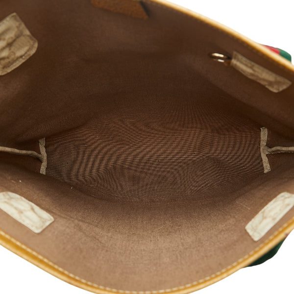 グッチ GGプラス シェリーライン トートバッグ ベージュ ブラウン マルチカラー PVC レザー レディース GUCCI 【中古】