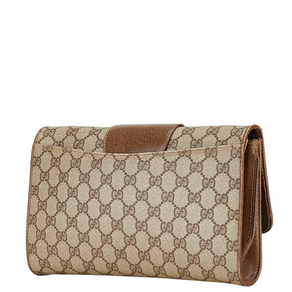 グッチ オールドグッチ GGスプリーム クラッチバッグ セカンドバッグ ベージュ ブラウン PVC レザー メンズ GUCCI 【中古】
