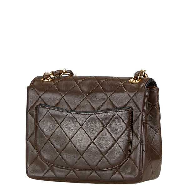 シャネル ミニマトラッセ ココマーク チェーン ショルダーバッグ  ブラウン ラムスキン レディース CHANEL 【中古】