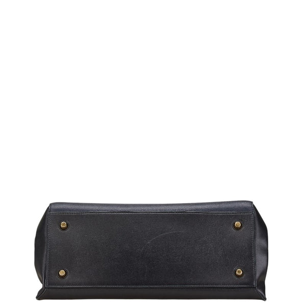 セリーヌ エッジ ラージ ハンドバッグ トートバッグ ブラック レザー レディース CELINE 【中古】