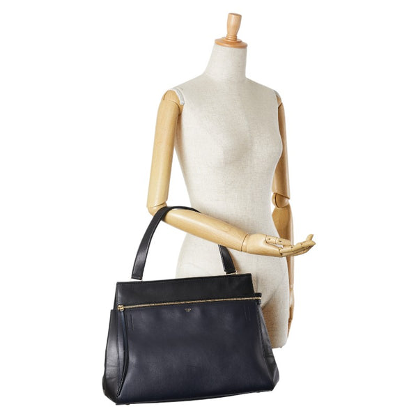 セリーヌ エッジ ラージ ハンドバッグ トートバッグ ブラック レザー レディース CELINE 【中古】