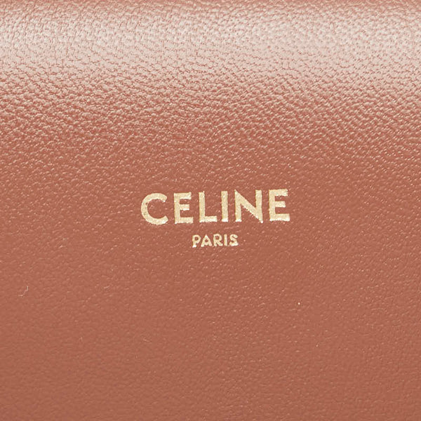セリーヌ 斜め掛け ショルダーポーチ サングラスケース ブラウン レザー レディース CELINE 【中古】
