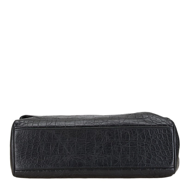 サンローラン クロコ型押し ウェストハリウッド YSLロゴ 斜め掛け チェーン ショルダーバッグ 574106 ブラック レザー レディース SAINT LAURENT 【中古】