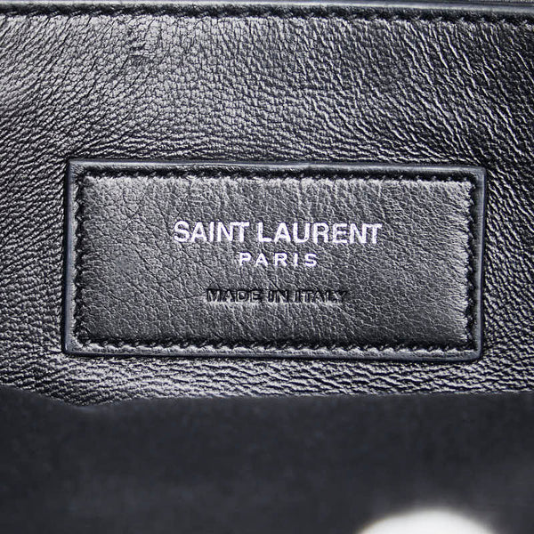 サンローラン クロコ型押し ウェストハリウッド YSLロゴ 斜め掛け チェーン ショルダーバッグ 574106 ブラック レザー レディース SAINT LAURENT 【中古】