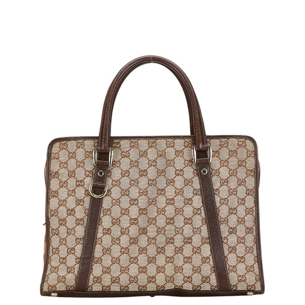 グッチ GGキャンバス アビー ハンドバッグ 130940 ベージュ ブラウン キャンバス レザー レディース GUCCI 【中古】