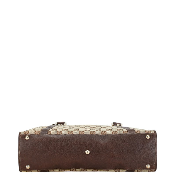 グッチ GGキャンバス アビー ハンドバッグ 130940 ベージュ ブラウン キャンバス レザー レディース GUCCI 【中古】