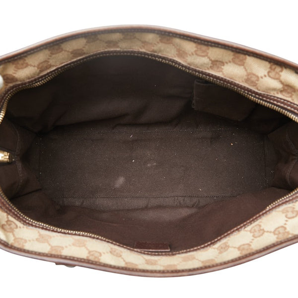 グッチ GGキャンバス アビー ハンドバッグ 130940 ベージュ ブラウン キャンバス レザー レディース GUCCI 【中古】