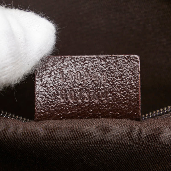 グッチ GGキャンバス アビー ハンドバッグ 130940 ベージュ ブラウン キャンバス レザー レディース GUCCI 【中古】