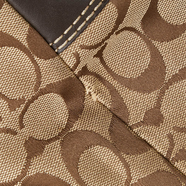 コーチ シグネチャー ハンドバッグ トートバッグ ベージュ ブラウン キャンバス レザー レディース COACH 【中古】