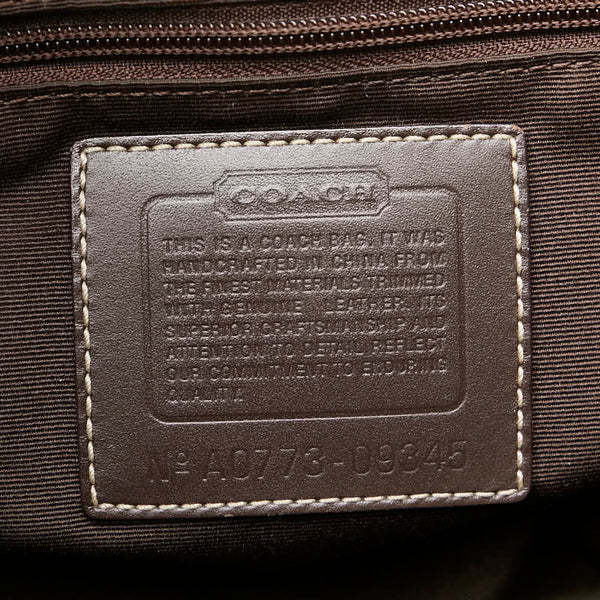 コーチ シグネチャー ハンドバッグ トートバッグ ベージュ ブラウン キャンバス レザー レディース COACH 【中古】