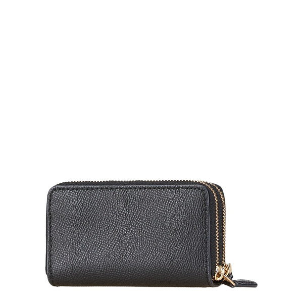 コーチ ダブルジップ コインケース F57855 ブラック レザー レディース COACH 【中古】