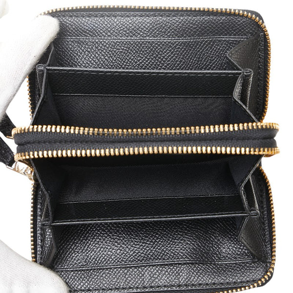 コーチ ダブルジップ コインケース F57855 ブラック レザー レディース COACH 【中古】
