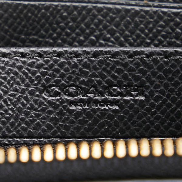 コーチ ダブルジップ コインケース F57855 ブラック レザー レディース COACH 【中古】