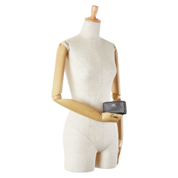 コーチ ダブルジップ コインケース F57855 ブラック レザー レディース COACH 【中古】