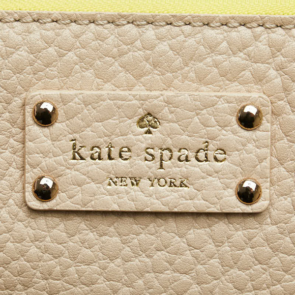 ケイトスペード バイカラー ハンドバッグ ショルダーバッグ 2WAY ベージュ イエロー レザー レディース Kate Spade 【中古】