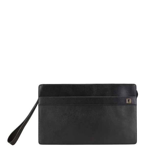 ダンヒル ロゴプレート セカンドバッグ クラッチバッグ ブラック レザー メンズ Dunhill 【中古】