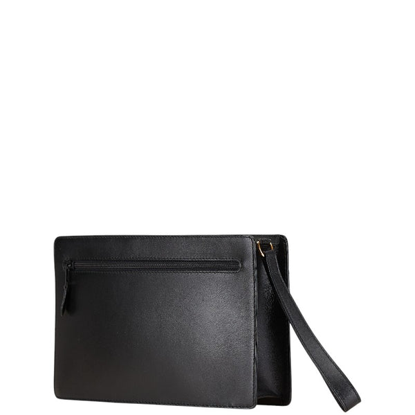 ダンヒル ロゴプレート セカンドバッグ クラッチバッグ ブラック レザー メンズ Dunhill 【中古】