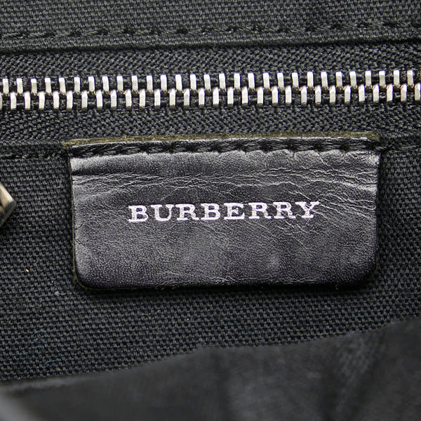 バーバリー チェック 斜め掛け ショルダーバッグ ブラック ブラウン ウール レザー レディース BURBERRY 【中古】