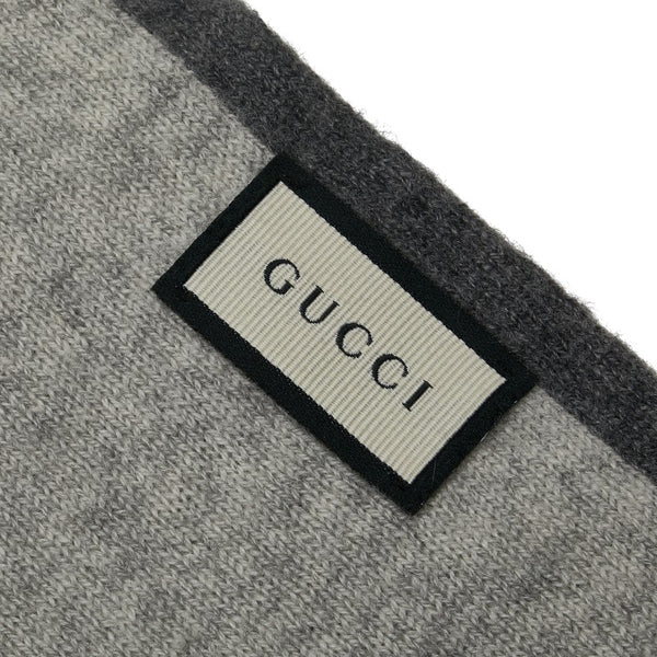 グッチ インターロッキングG マフラー 548247 グレー カシミヤ レディース GUCCI 【中古】
