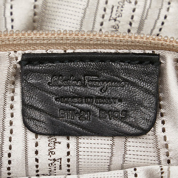 サルヴァトーレフェラガモ ガンチーニ ハンドバッグ BW-21 B105 ブラック レザー レディース Salvatore Ferragamo 【中古】