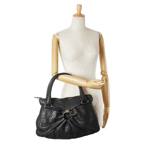 サルヴァトーレフェラガモ ガンチーニ ハンドバッグ BW-21 B105 ブラック レザー レディース Salvatore Ferragamo 【中古】